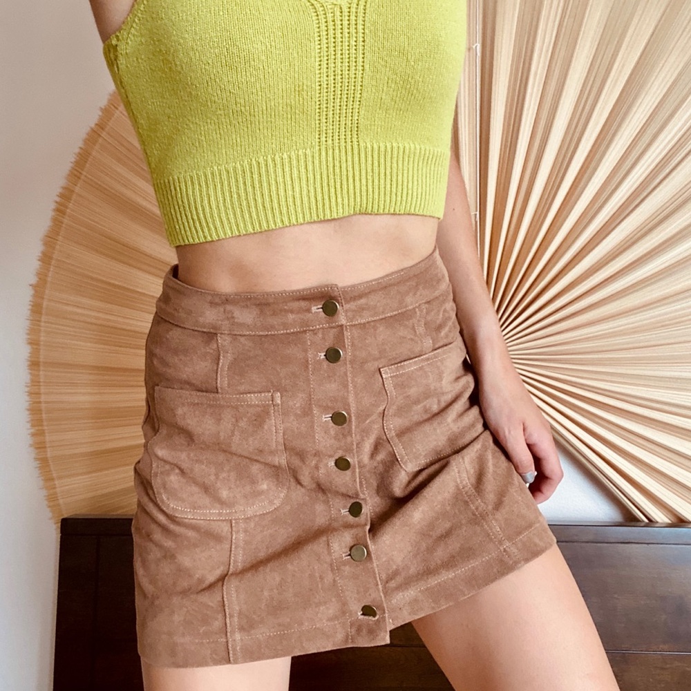 Button Up Suede Skirt